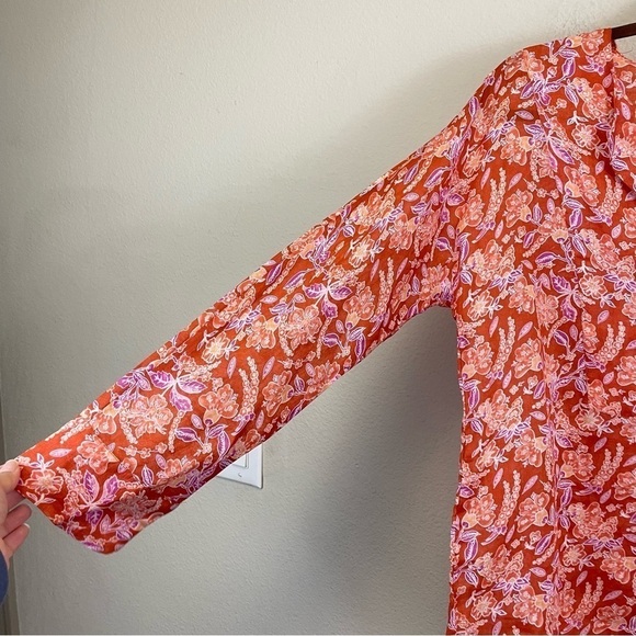 J.‎ Crew Floral Ramie-Linen Long Sleeve Top in Painted Block Print XS - Picture 4 of 10